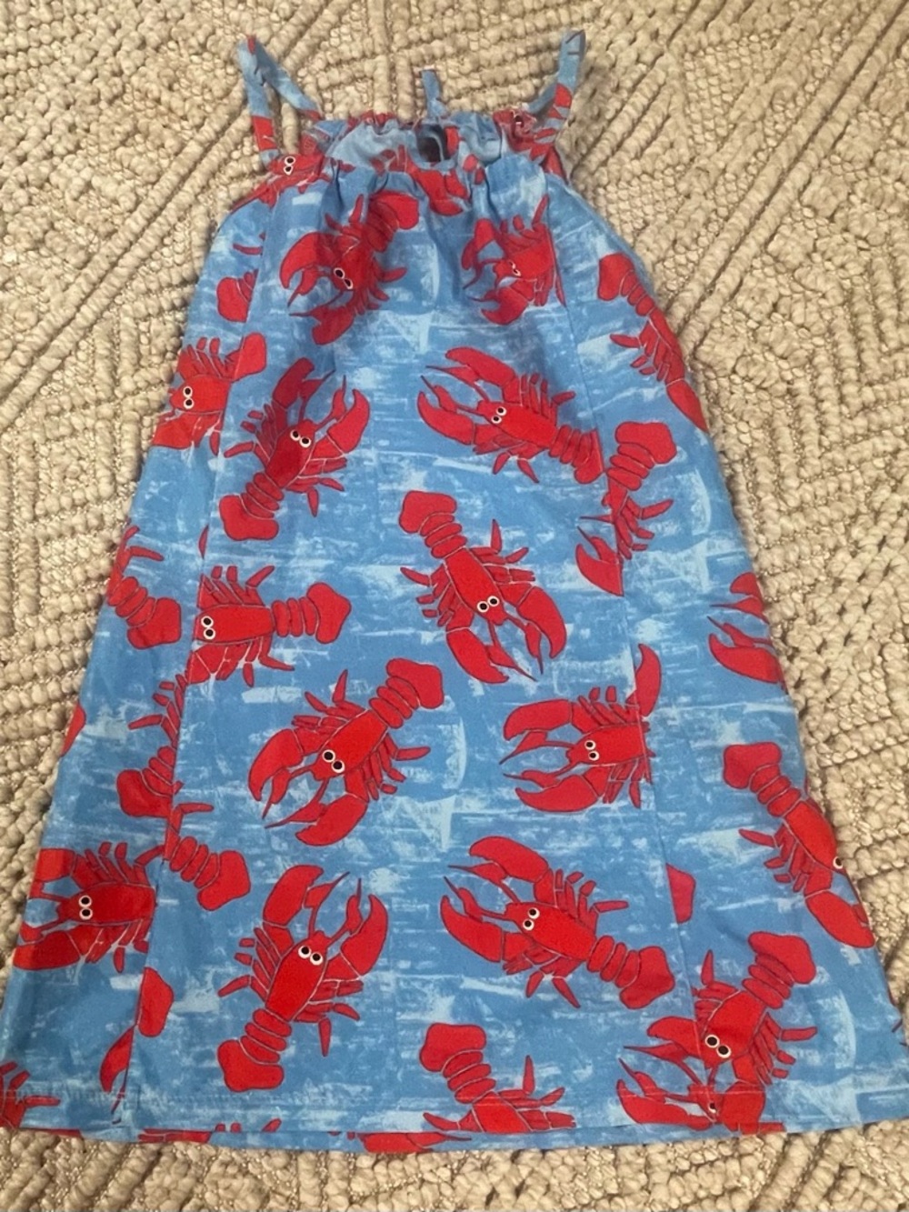 Vintage 1987 Flap Happy Lobster Print Cotton Dress Size 7